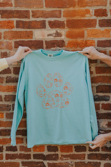 Customer wearing a CC6014 Comfort Colors Garment Dyed Long-Sleeve T-Shirt