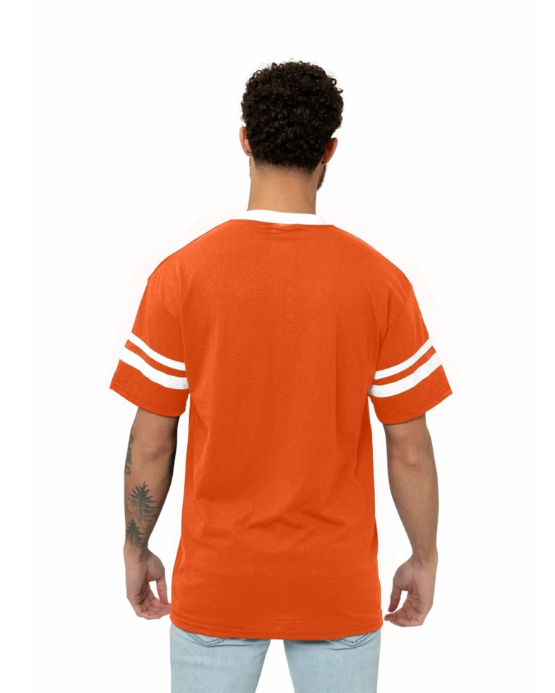 Image of a model wearing a 360 Augusta Double Sleeve Stripe Jersey