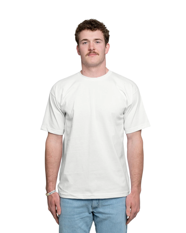 Image of a model wearing a 5040 Bayside USA-Made 100% Cotton T-Shirt