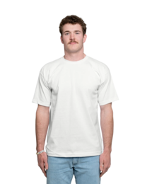 Image of a model wearing 5040 Bayside USA-Made 100% Cotton T-Shirt