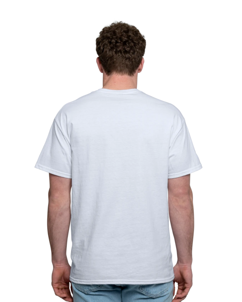 Image of a model wearing a 8000 Gildan DryBlend 50/50 Tee