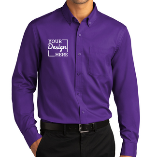 Custom Button Up Shirts:  W808 Port Authority Long Sleeve SuperPro React Twill Shirt