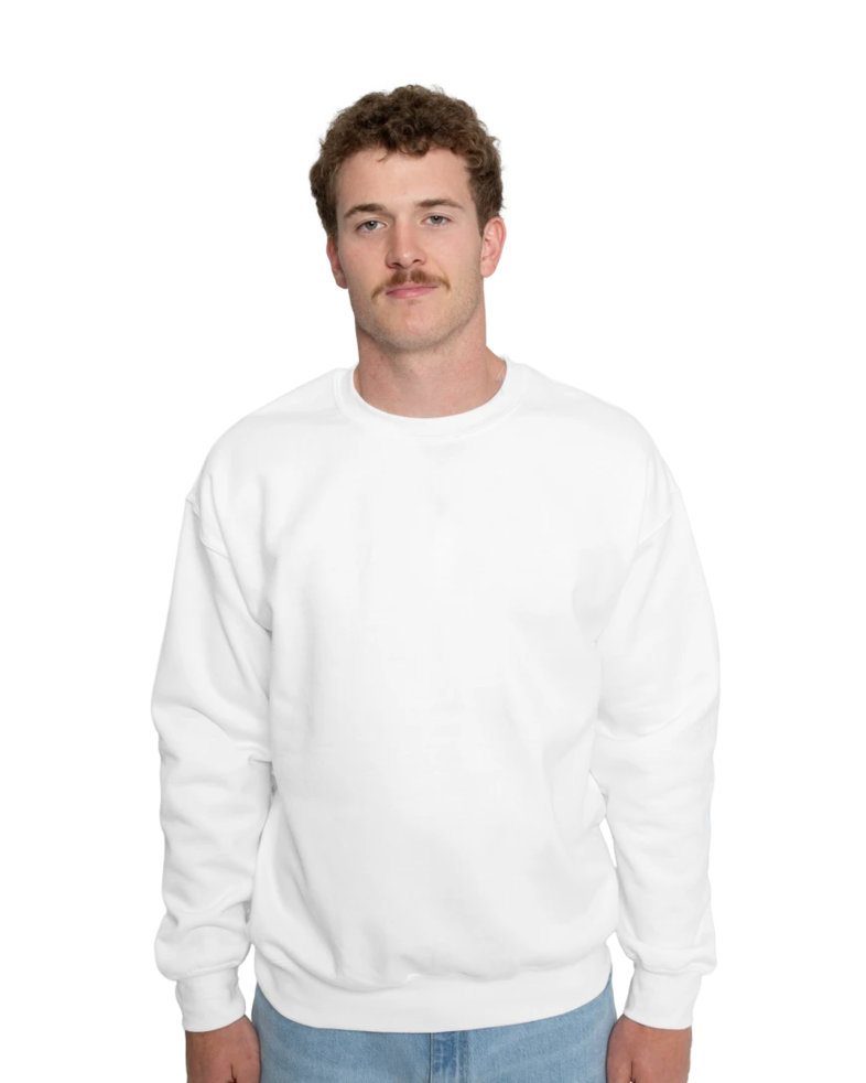 Image of a model wearing a 12000 Gildan Dryblend Crewneck Sweatshirt