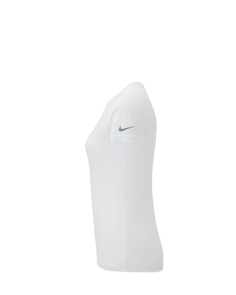 Image of a model wearing a NKDX8734 Nike Women's Swoosh Sleeve rLegend Tee