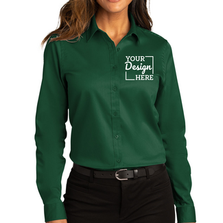 Custom Button Up Shirts:  LW808 Port Authority Ladies Long Sleeve SuperPro React Twill Shirt