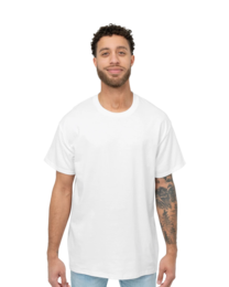 Image of a model wearing 2000 Gildan Ultra Cotton Tee