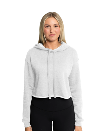 Model wearing a 7502 Bella + Canvas Women's Cropped Fleece Hoodie