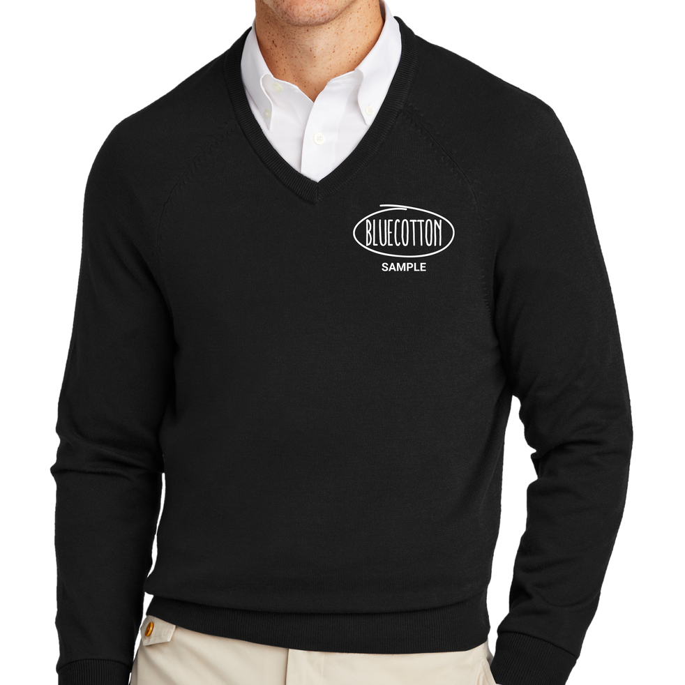 Image of BB18400 Brooks Brothers® Cotton Stretch V-Neck Sweater