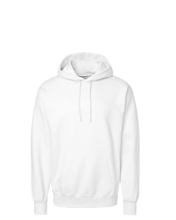 Model wearing a F170 Hanes Pullover Hooded Sweatshirt