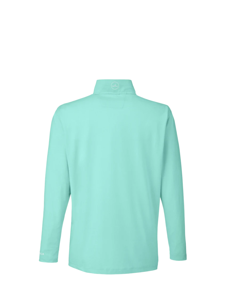 Image of a model wearing a N17924 Nautica Saltwater Quarter-Zip Pullover