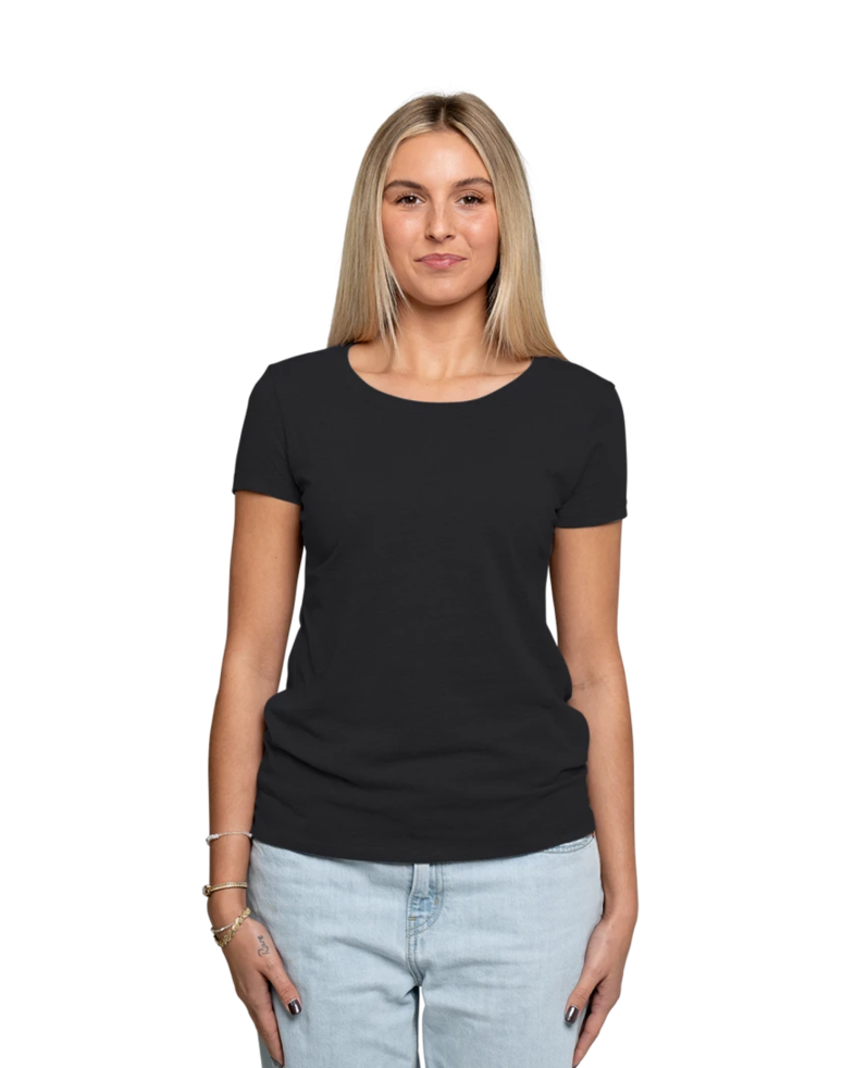 Image of a model wearing a Next Level 1510 Ladies Ideal Crew T-Shirt