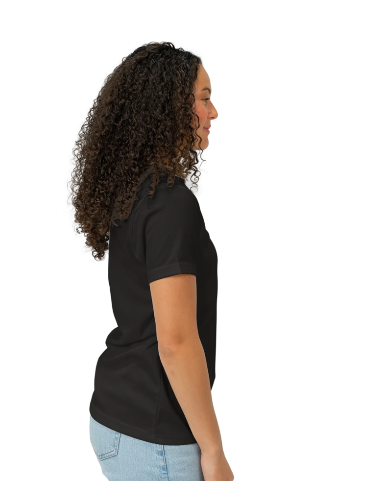 Image of a model wearing a LST640 Sport-Tek Ladies PosiCharge RacerMesh Polo