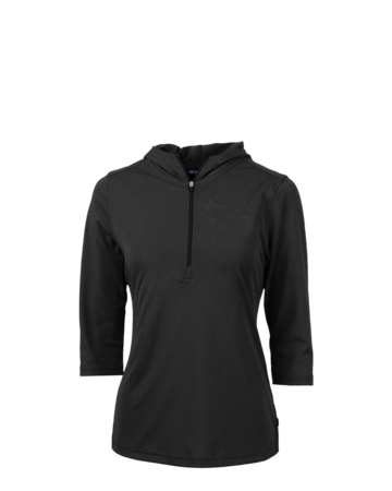 Model wearing a LCK00120 Cutter & Buck Virtue Eco Pique Recycled Half Zip Pullover Womens Hoodie