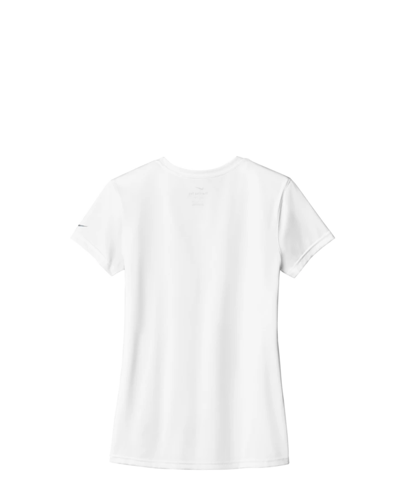 Image of a model wearing a NKDX8734 Nike Women's Swoosh Sleeve rLegend Tee