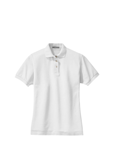 Model wearing a L420 Port Authority Pique Knit Ladies Sport Shirt