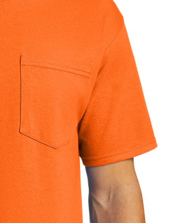 Closeup of a PC61P Port & Company Essential Tee with Pocket