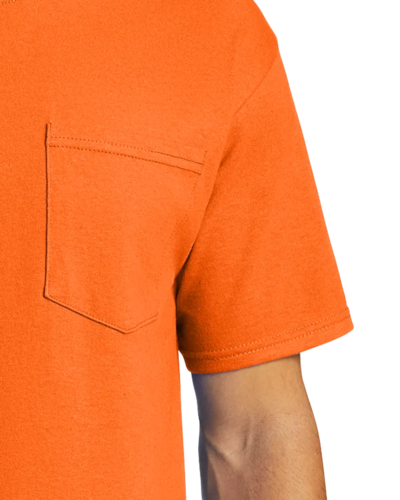 Closeup of a PC61P Port & Company Essential Tee with Pocket