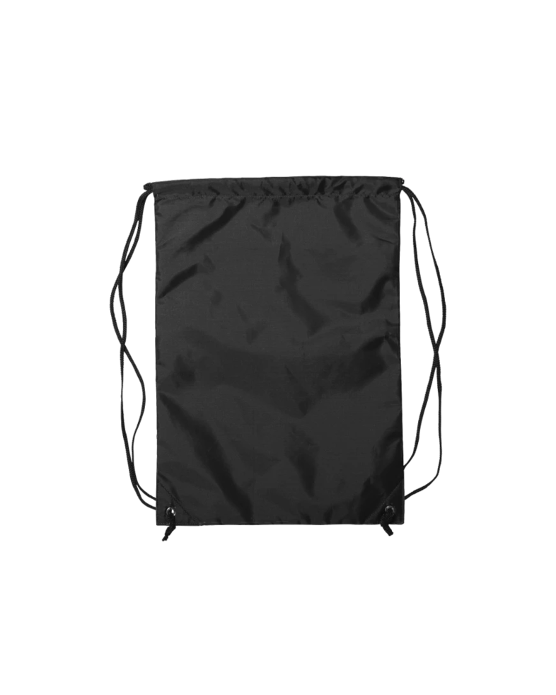 Image of a model wearing a 8888 Liberty Bags Zippered Drawstring Backpack