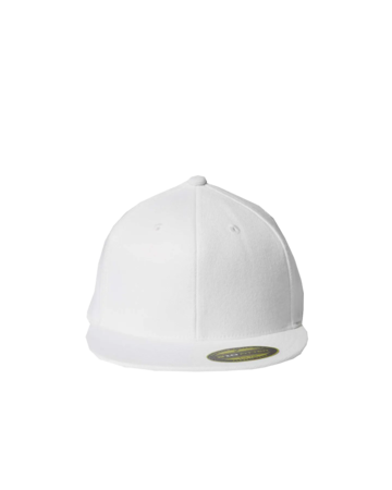 Model wearing a 6210 Flexfit Premium Flat Bill Fitted Cap