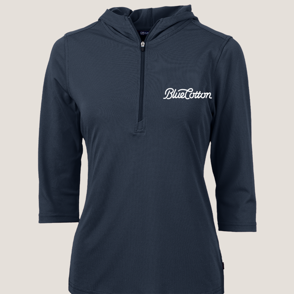 Image of LCK00120 Cutter & Buck Virtue Eco Pique Recycled Half Zip Pullover Womens Hoodie