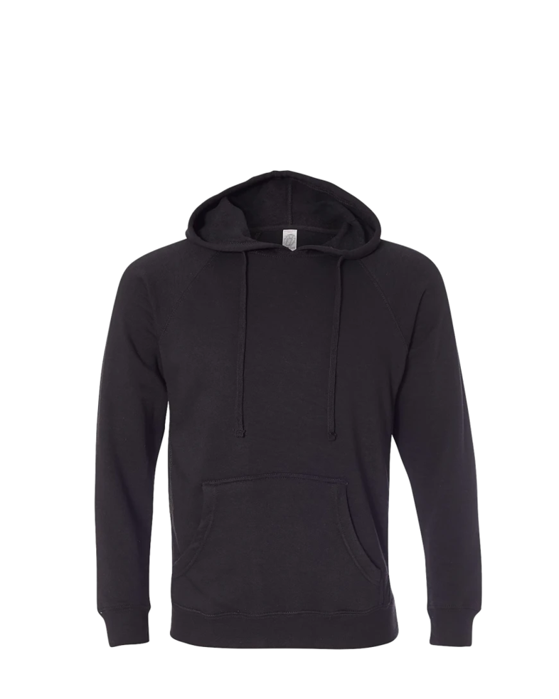 Image of a model wearing a PRM33SBP Independent Trading Co. Unisex Special Blend Raglan Hooded Sweatshirt