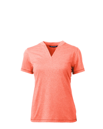 Model wearing a LCK00153 Cutter & Buck Forge Heathered Stretch Womens Blade Top