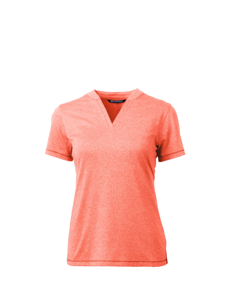 Image of a model wearing a LCK00153 Cutter & Buck Forge Heathered Stretch Womens Blade Top
