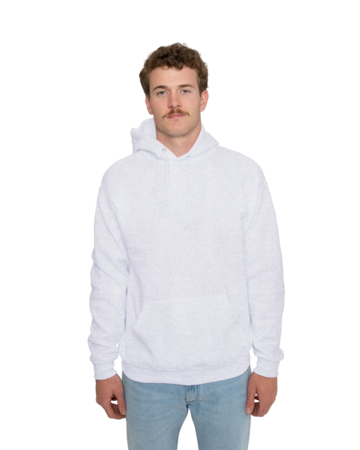 Model wearing a 996M Jerzees NuBlend Hooded Sweatshirt