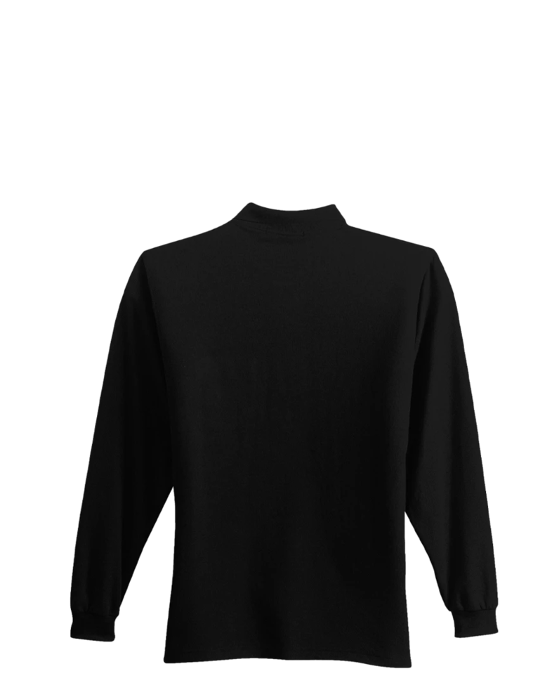 Image of a model wearing a K500LSP Port Authority Silk Touch LS Pocket Polo