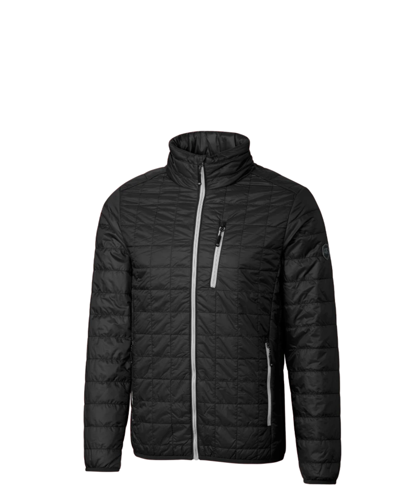 Image of a model wearing a MCO00018 Cutter & Buck Rainier PrimaLoft® Mens Eco Insulated Full Zip Puffer Jacket