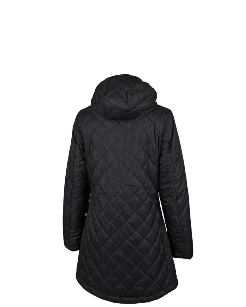 Image of a model wearing a 5245 Charles River Women's Lithium Quilted Hooded Parka