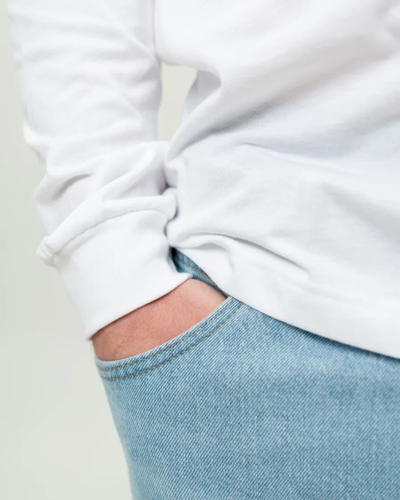 Closeup of a 3501CVC Bella + Canvas Unisex Heather CVC Long Sleeve Tee