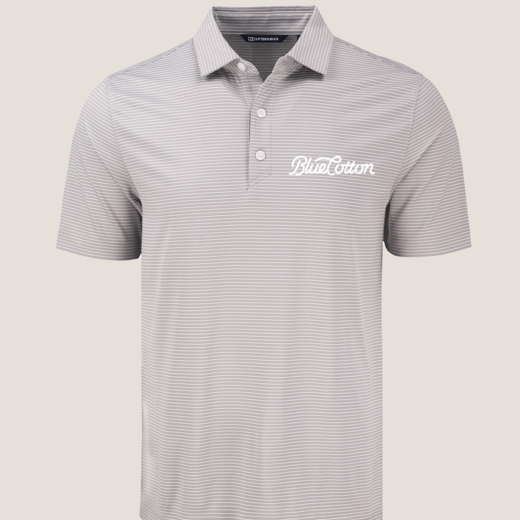Sample image of MCK01346 Cutter & Buck Forge Eco Fine Line Stripe Stretch Recycled Mens Polo
