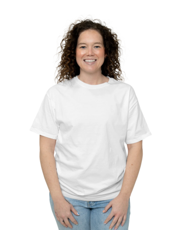 Model wearing a GDH100 ComfortWash by Hanes Garment-Dyed T-Shirt