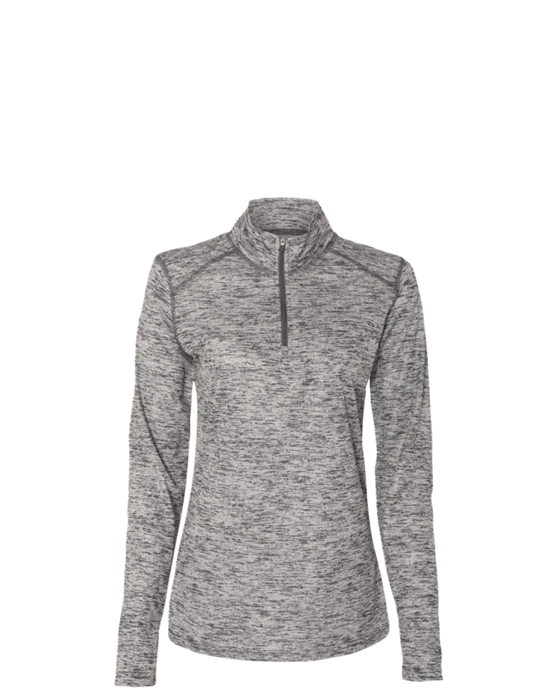 Image of a model wearing a 4173 Badger Tonal Blend Ladies 1/4 Zip