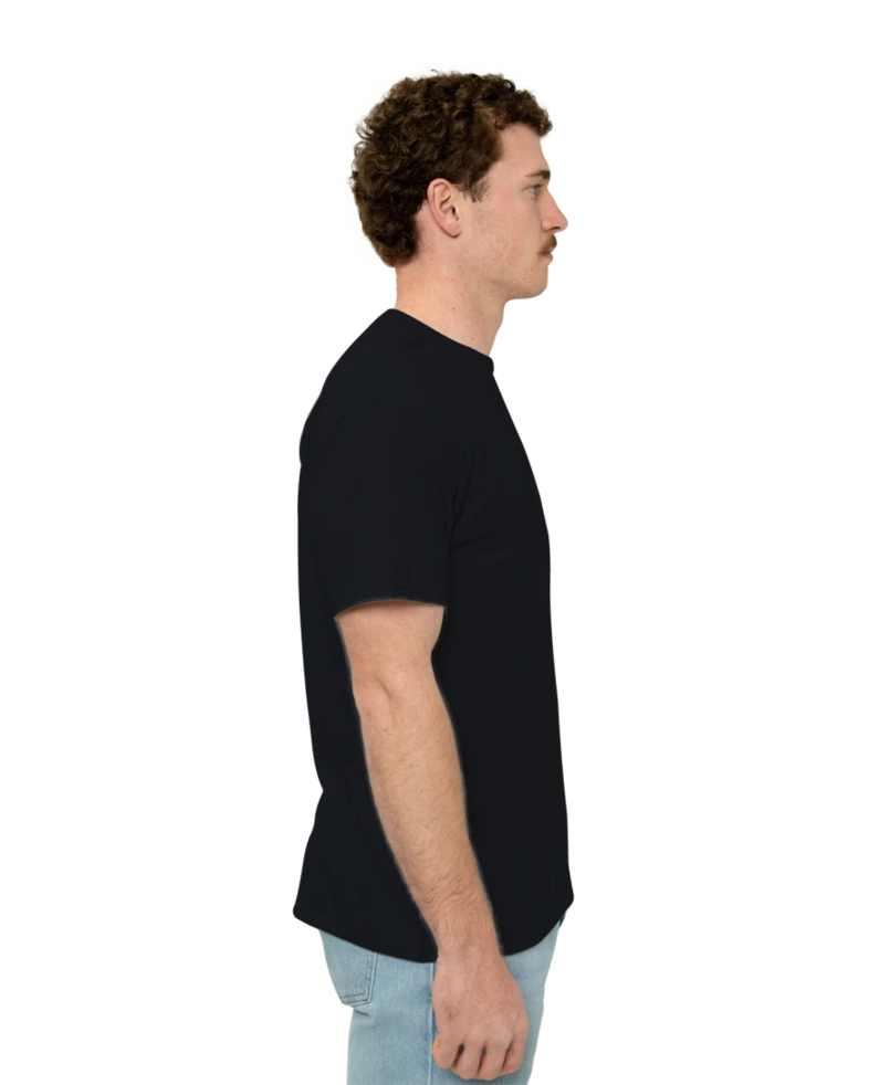 Image of a model wearing a 21M Jerzees Moisture-Wicking Tee