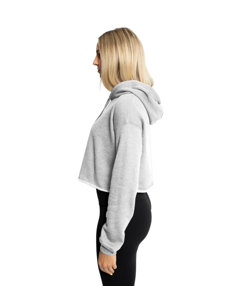 Image of a model wearing a 7502 Bella + Canvas Women's Cropped Fleece Hoodie