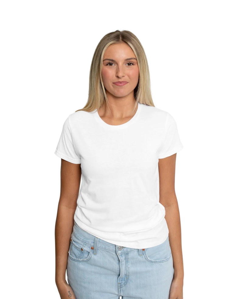 Image of a model wearing a Gildan 880 Women's Lightweight Ringspun T-Shirt