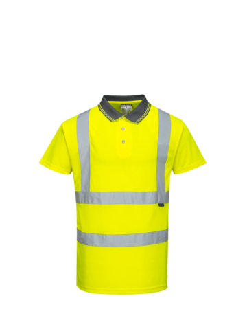 Model wearing a S477 Portwest Hi-Vis Short Sleeve Polo Shirt