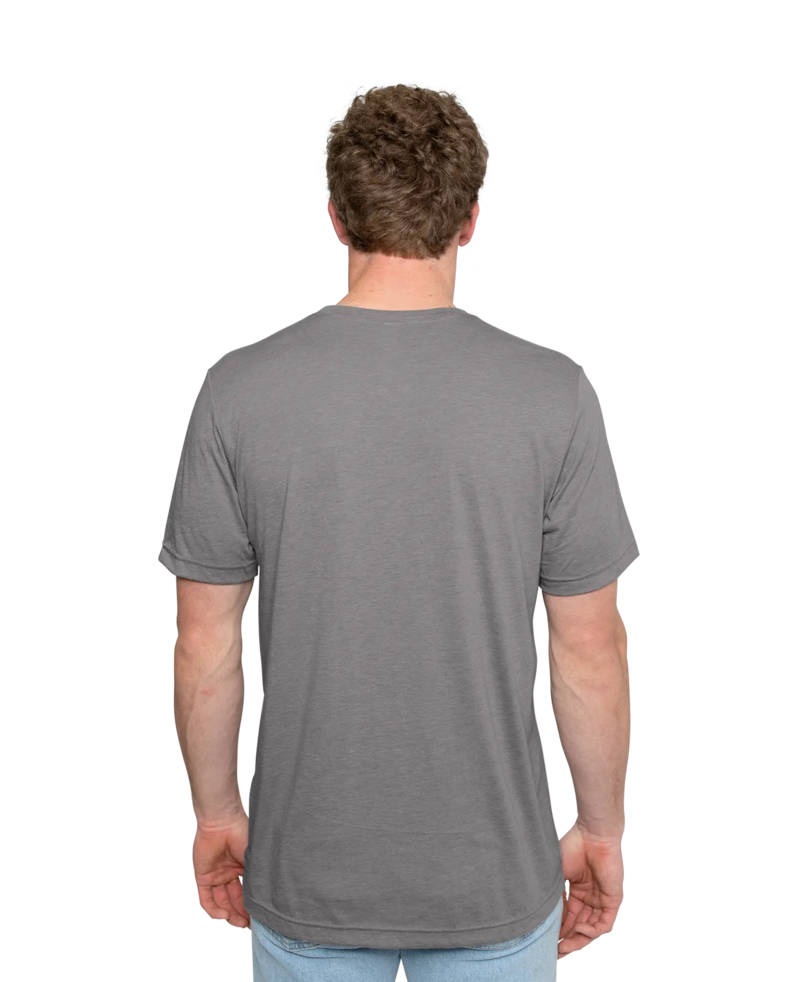 Image of a model wearing a 3413 Bella + Canvas Tri-Blend Tee