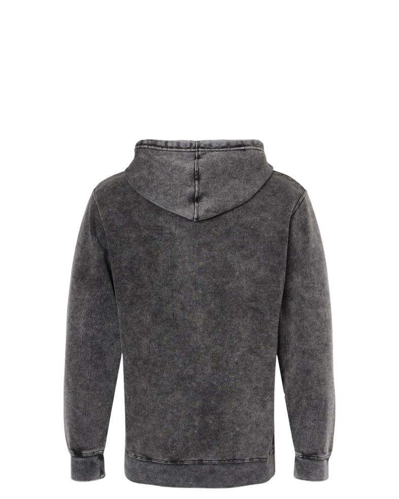 Image of a model wearing a PRM4500MW Independent Trading Co. Unisex Midweight Mineral Wash Hooded Sweatshirt