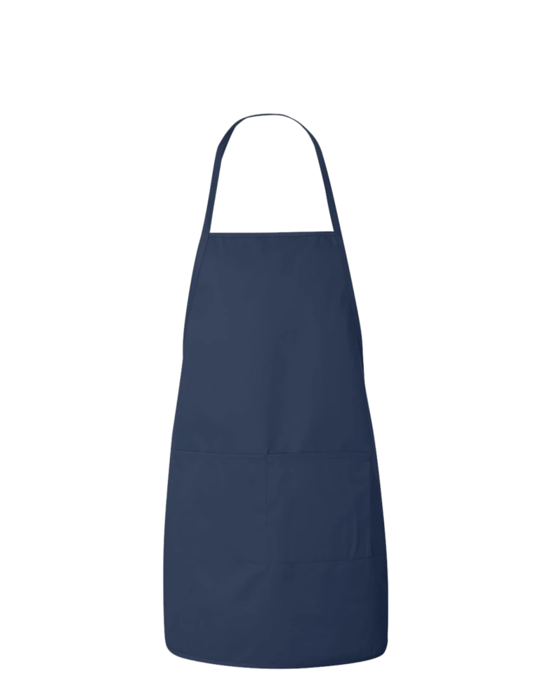Image of a model wearing a 5505 Liberty Bags Medium-Length Butcher Block Apron