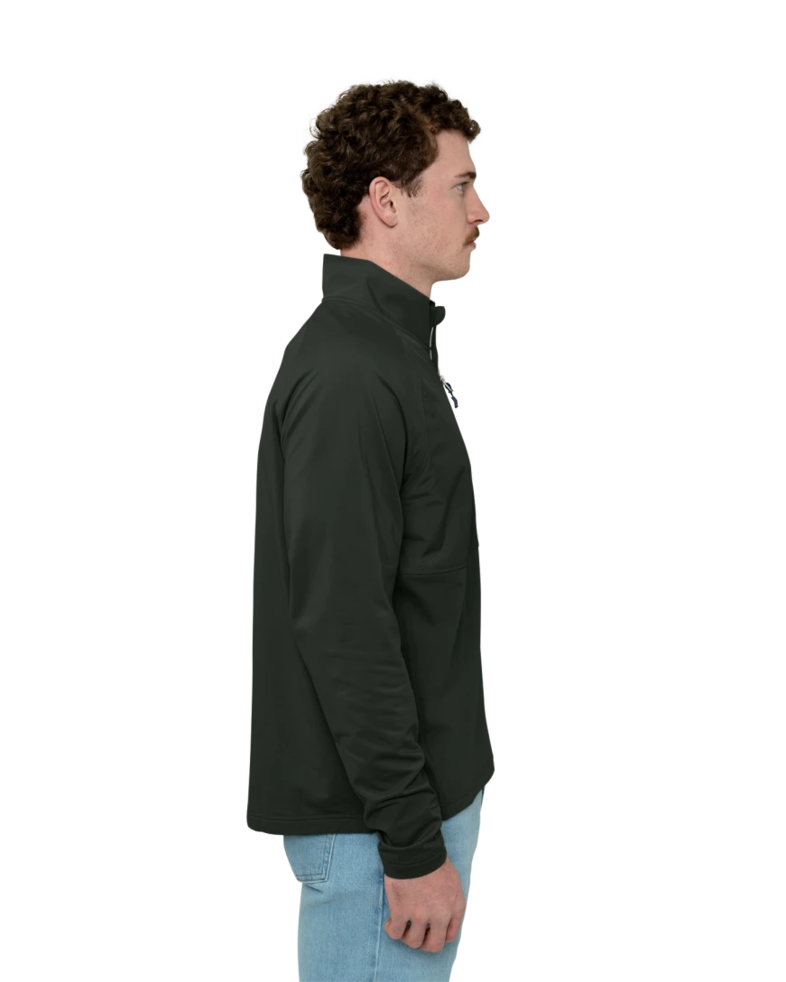 Image of a model wearing a MCC00034 Cutter & Buck Adapt Eco Knit Hybrid Recycled Mens Quarter Zip
