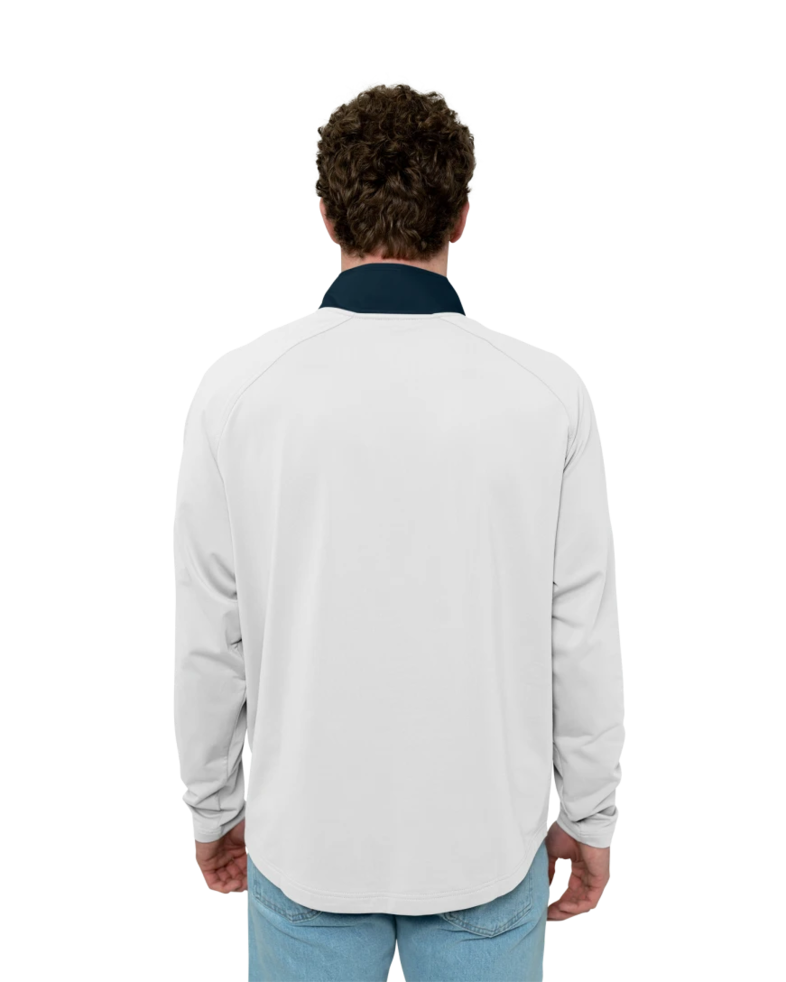 Image of a model wearing a MCC00034 Cutter & Buck Adapt Eco Knit Hybrid Recycled Mens Quarter Zip