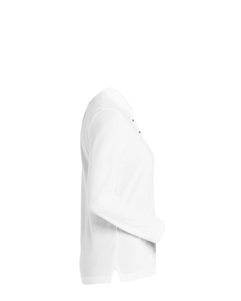 Image of a model wearing a L500LS Port Authority Ladies' Silk Touch Long Sleeve Polo