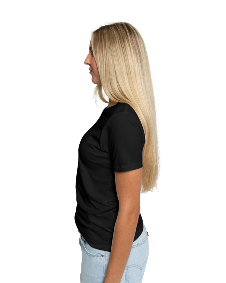 Image of a model wearing a NL3900 Next Level Ladies Boyfriend Tee