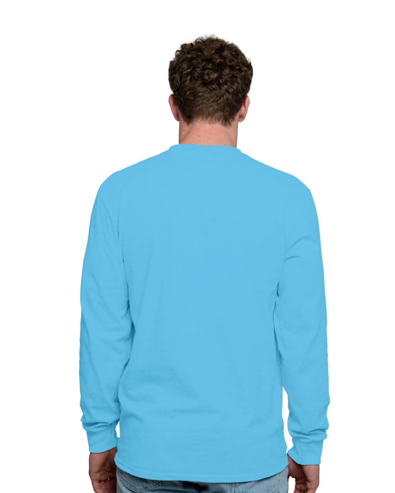 Image of a model wearing a PC54LS Port & Company Long Sleeve Core Cotton Tee