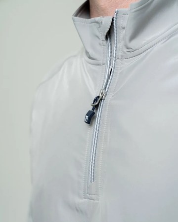 Closeup of a MCC00034 Cutter & Buck Adapt Eco Knit Hybrid Recycled Mens Quarter Zip