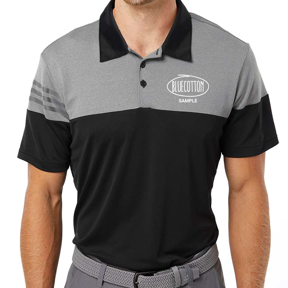 Image of A213 Adidas Heathered 3-Stripes Colorblocked Polo