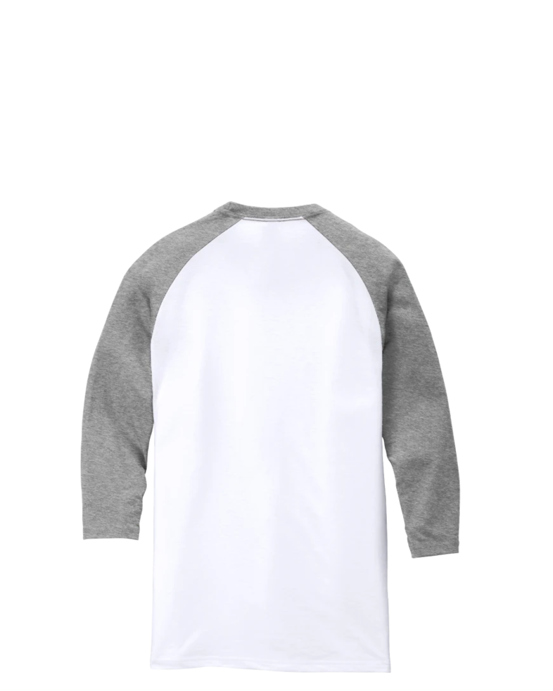 Image of a model wearing a DM136 District Tri-Blend Baseball Raglan